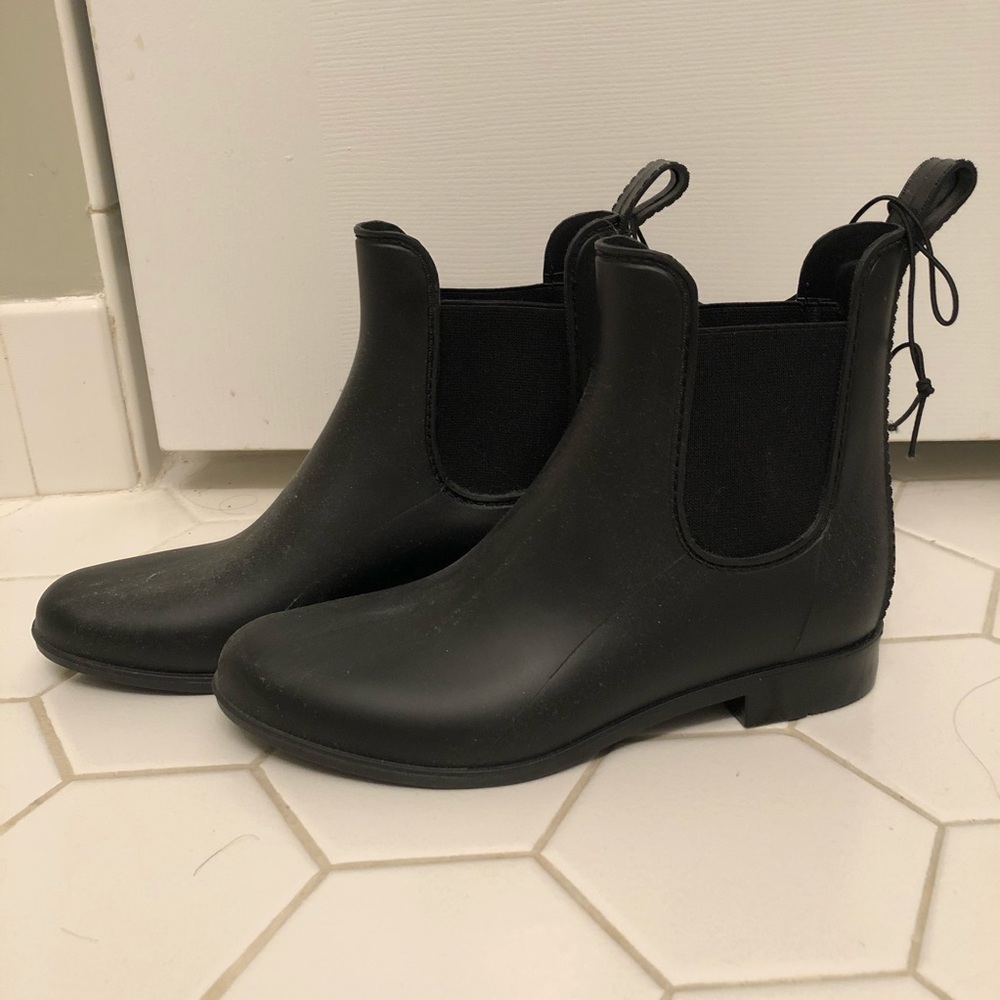 Black Chelsea rain boots NEVER WORN